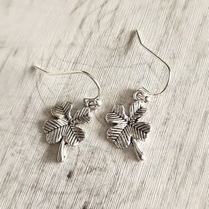 Authentic Sterling 925 Silver posts  Four leaf Clover  Dangle Irish